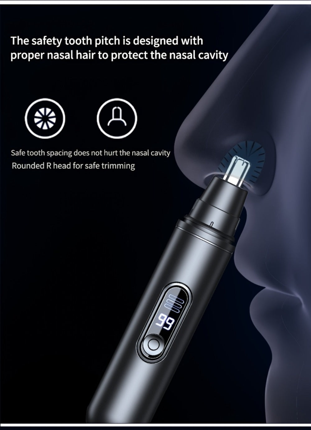 Rechargeable Nose, Ear and Eyebrow Hair Trimmer with LED Display in Two Exact Checkout Configurations