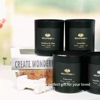 Scented Candle Gift Set 4 Candles 44oz with Crystal Stone Accents and 4 Heat-Resistant Coasters 70Hr Burn Lavender Jasmine Vanilla Amber Tuberose for Women Men Birthday Christmas Mothers Day Spa Gift