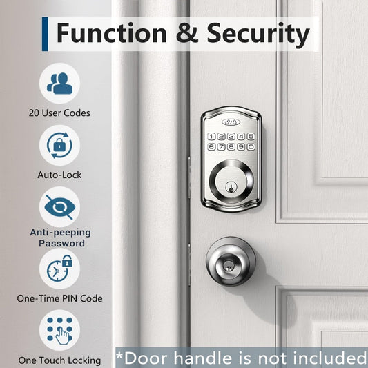 Tuya Smart Front Door Lock with Fingerprint & Keypad, Bluetooth App Control, Auto Lock, Vacation Mode & Hidden Key Backup – Digital Keyless Entry Electronic Lock for Home Apartment Office