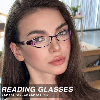 Reading Glasses – Sixteen-Pair Square-Frame Reader Set with Four Each in Purple, Blue, Brown and Black