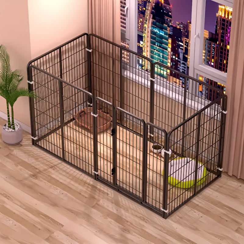 Indoor Dog Enclosure Stainless Steel Multi-Functional Playpen with Resting Play & Potty Training Areas - Flexible Modular Design for Small Medium Dogs Easy Assembly Pet Playpen