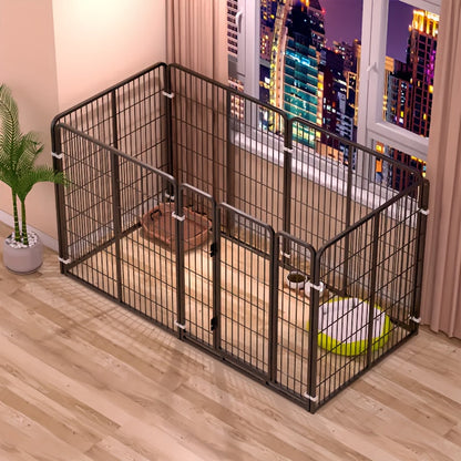 Indoor Dog Enclosure Stainless Steel Multi-Functional Playpen with Resting Play & Potty Training Areas - Flexible Modular Design for Small Medium Dogs Easy Assembly Pet Playpen