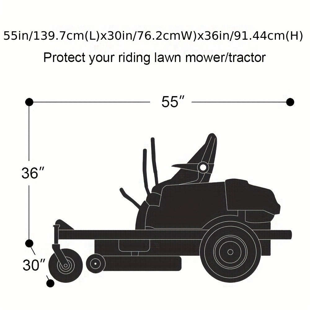 Riding Lawn Mower Cover 54"x30"x36" – 210D Heavy Duty Waterproof Oxford Fabric Tractor Cover with Drawstring | UV, Rain & Dust Protection | Fits 55" Mowers