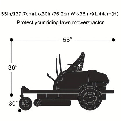Riding Lawn Mower Cover 54"x30"x36" – 210D Heavy Duty Waterproof Oxford Fabric Tractor Cover with Drawstring | UV, Rain & Dust Protection | Fits 55" Mowers