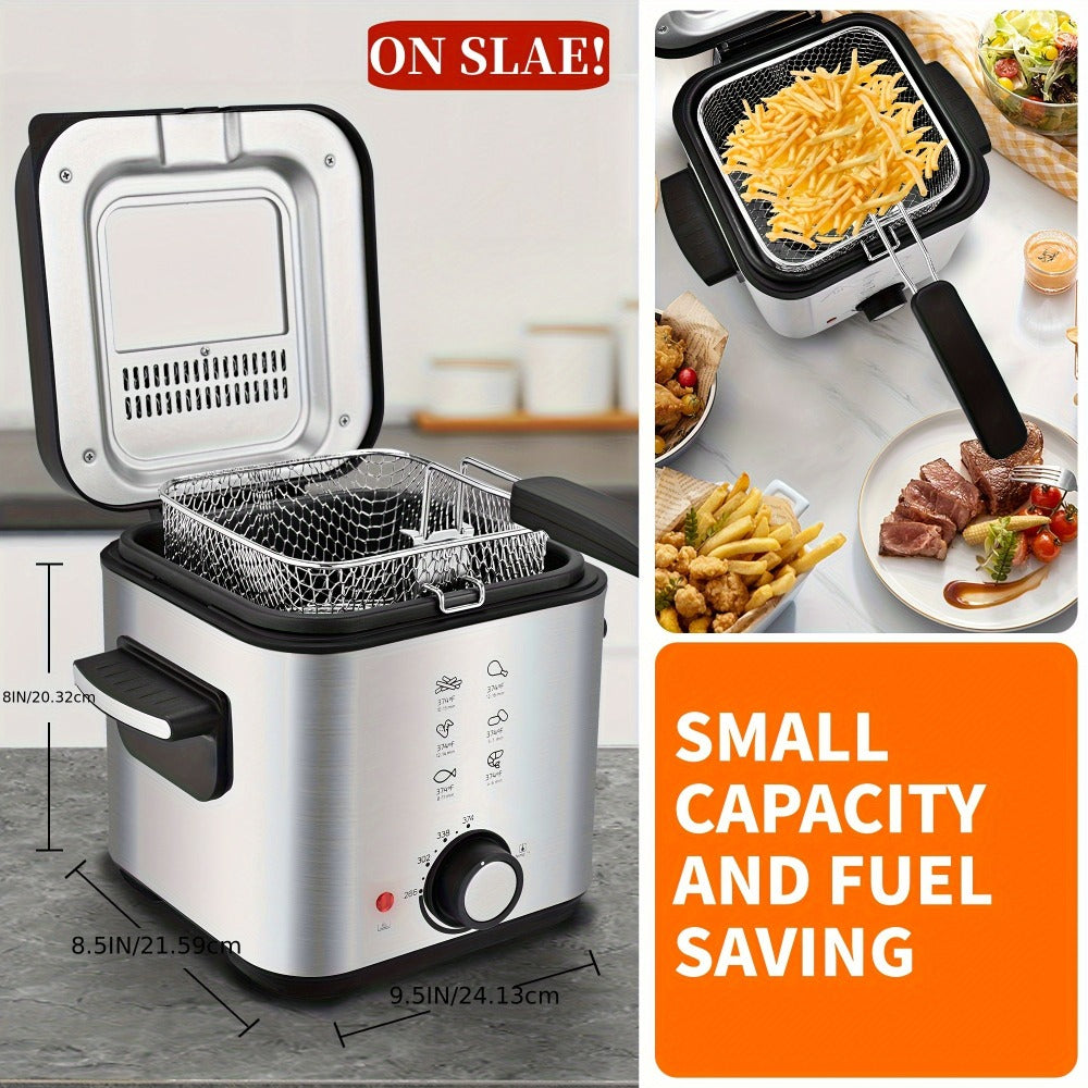 Deep Fryer Electric 1500W Non-Stick with Detachable Basket Adjustable Temperature Control for Home Cooking, Dining and Outdoor Meals