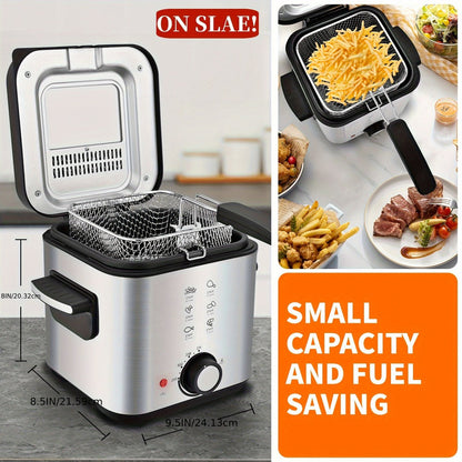 Deep Fryer Electric 1500W Non-Stick with Detachable Basket Adjustable Temperature Control for Home Cooking, Dining and Outdoor Meals