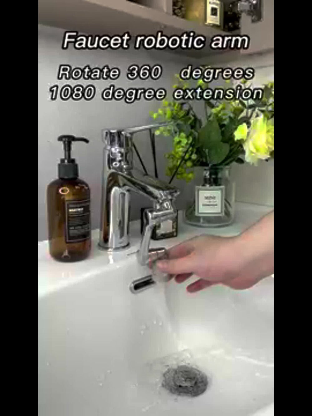1440° Rotating Faucet Extender Brass Multifunctional 1080° 360° Swivel Robotic Arm Sink Aerator 2 Water Outlet Modes for Kitchen Bathroom Silver