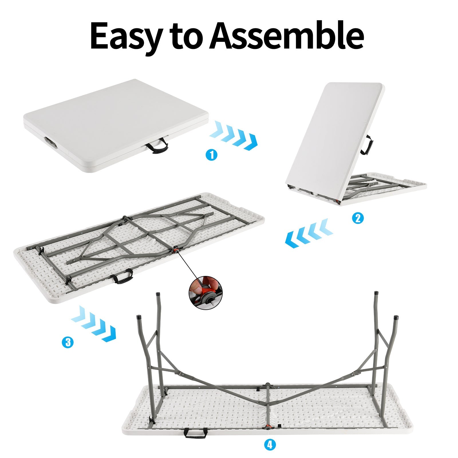 4-Foot Heavy-Duty Folding Table with Weather-Resistant Finish detail image - detail view 10