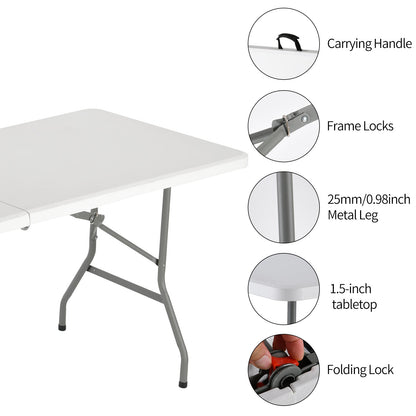 4-Foot Heavy-Duty Folding Table with Weather-Resistant Finish detail image - detail view 17