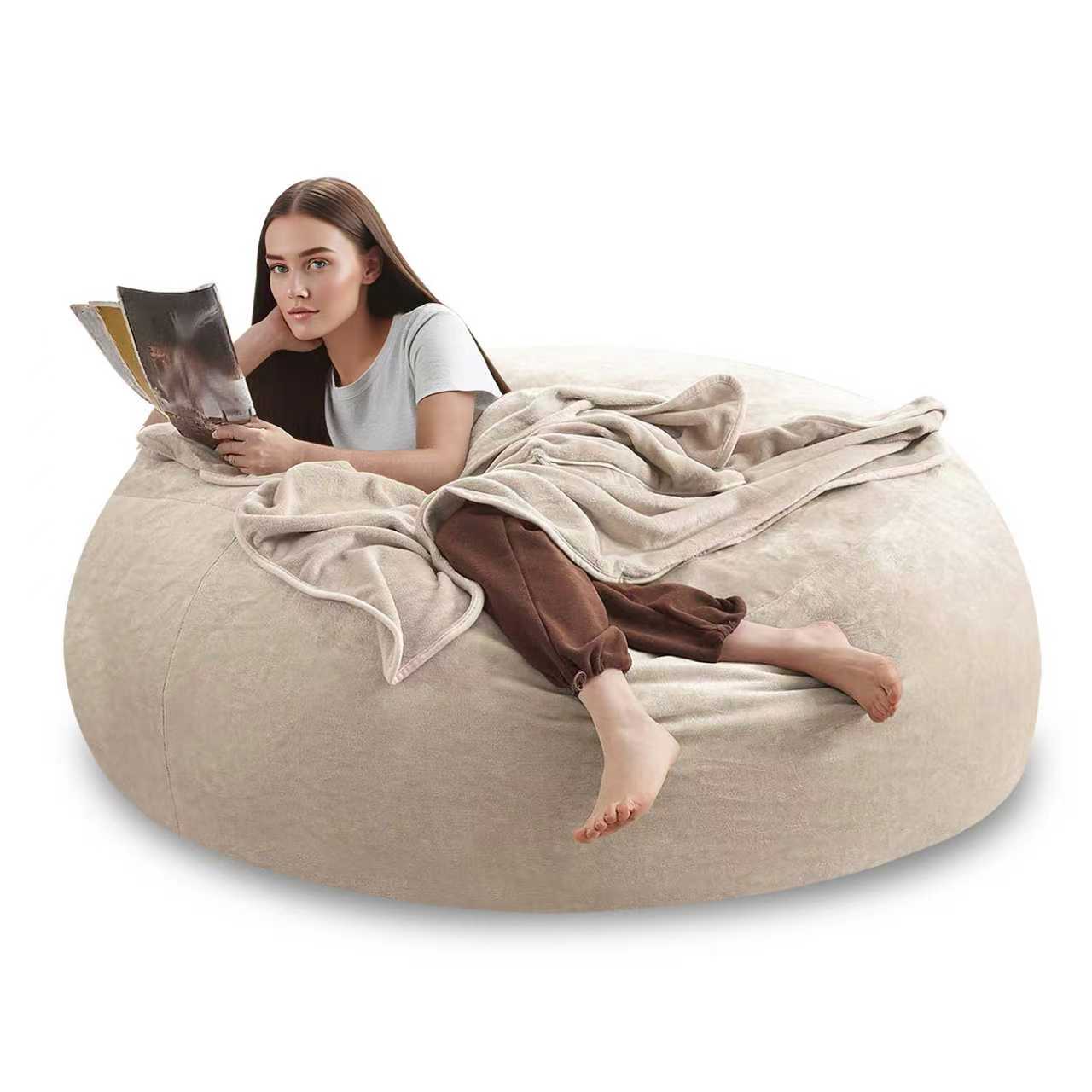 Bean Bag Chair shown in the Apricot, 4FT(35IN*23IN) option