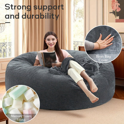 4-Foot Oversized Bean Bag Chair, Floor Lounge Chair for Living Room detail image - detail view 14