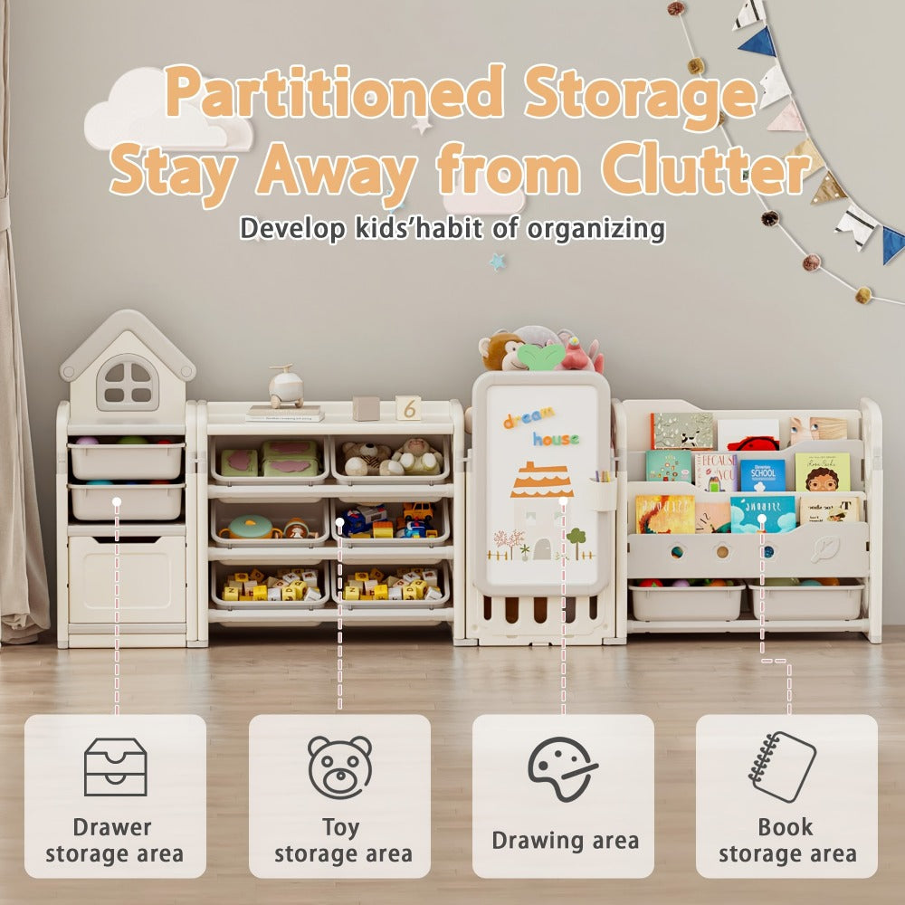4-in-1 Kids Toy Organizer with Removable Storage Bins and Building Block Surface detail image - detail view 11