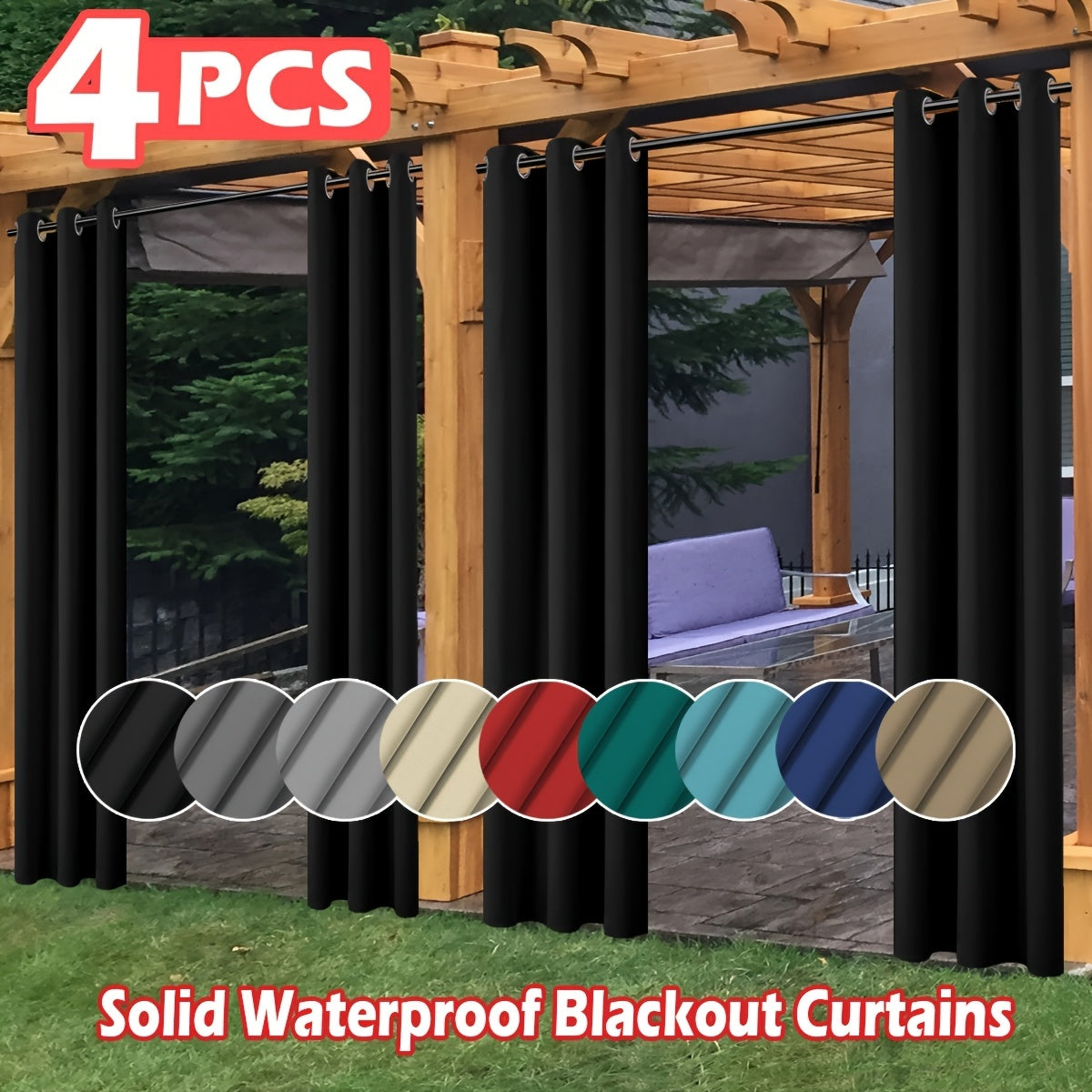 Outdoor Privacy Screen shown in the Black, 54"W x 63"L* 4 Panels option