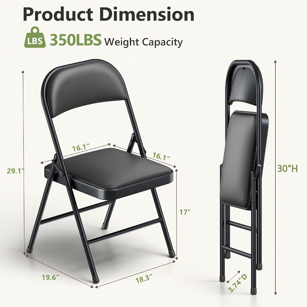 4-Piece Set Metal Folding Chair for Comfortable Everyday Seating in Home Office detail image - detail view 3