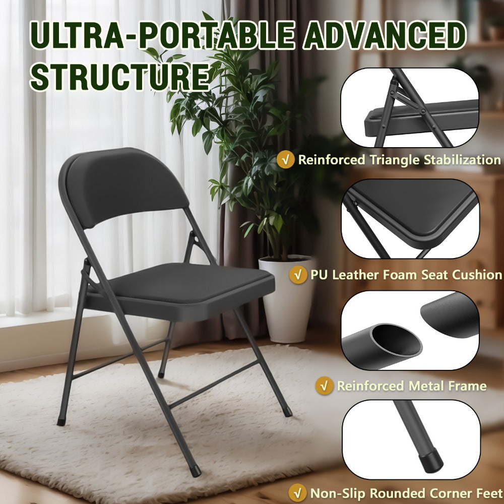 4-Piece Set Metal Folding Chair for Comfortable Everyday Seating in Home Office detail image - detail view 4