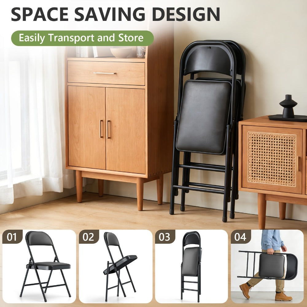 4-Piece Set Metal Folding Chair for Comfortable Everyday Seating in Home Office detail image - detail view 8