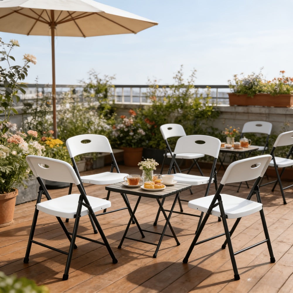 4-Piece Set Plastic Folding Chairs with Stackable Design for Patio detail image - detail view 10