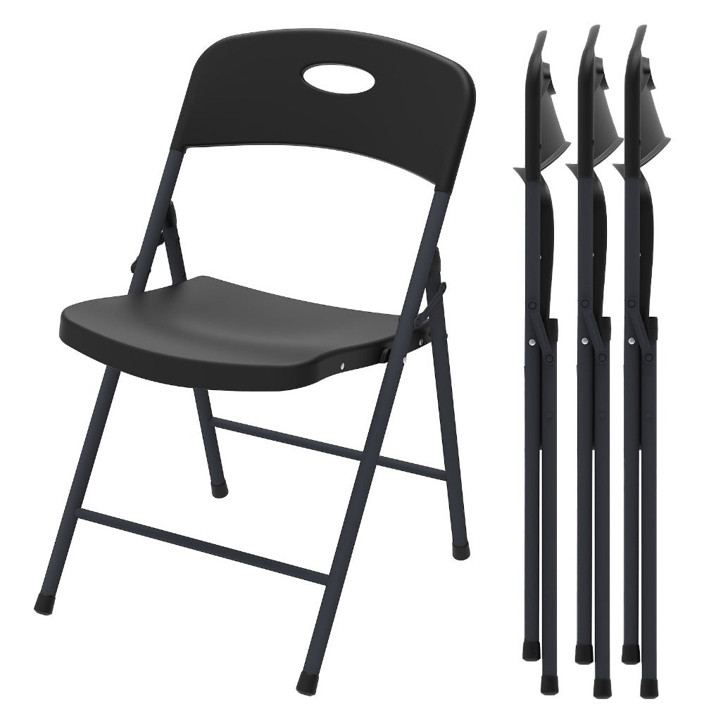 4-Piece Set Plastic Folding Chairs with Stackable Design for Patio detail image - detail view 5