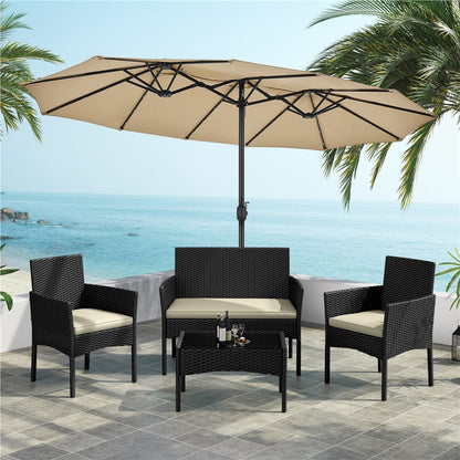 Patio Furniture Set shown in the Black/Beige option