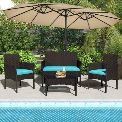 Patio Furniture Set shown in the Brown/Cyan option