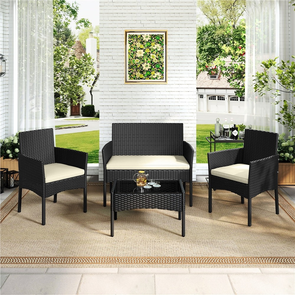 4-Piece Wicker Patio Furniture Set with Weather-Resistant Finish detail image