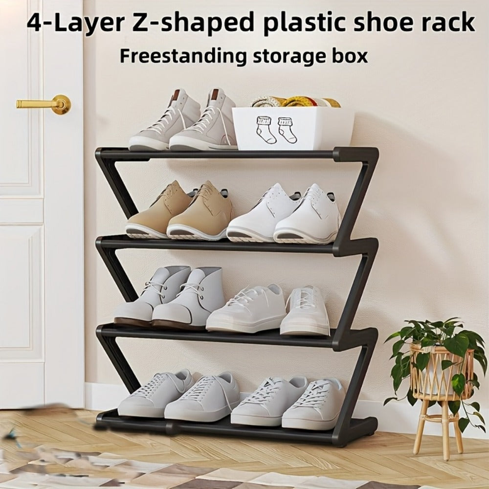4-Tier Fabric Shoe Rack with Stackable Design and Tool-Free Assembly for Entryway detail image