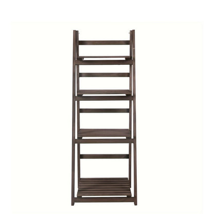 4-Tier Foldable Plant Stand with Solid Wood Construction and Open Shelves detail image - detail view 10