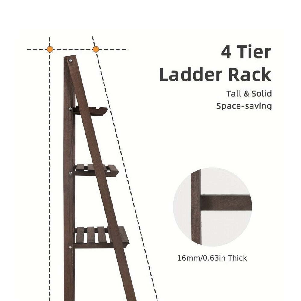 4-Tier Foldable Plant Stand with Solid Wood Construction and Open Shelves detail image - detail view 5