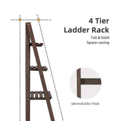 4-Tier Foldable Plant Stand with Solid Wood Construction and Open Shelves detail image - detail view 5