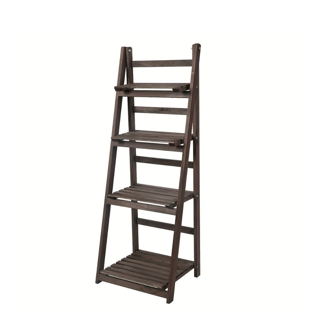 4-Tier Foldable Plant Stand with Solid Wood Construction and Open Shelves detail image - detail view 9