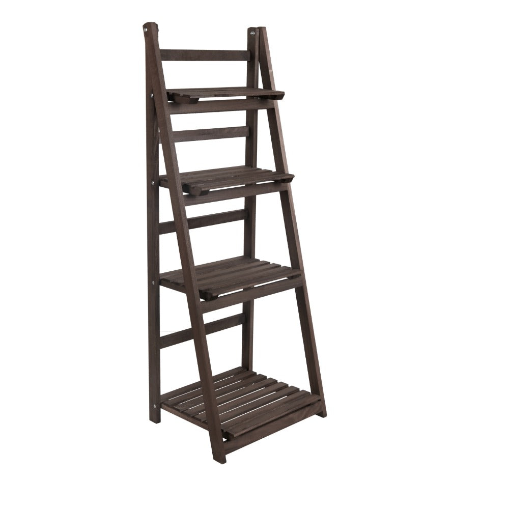 Plant Stand, 4-Tier Ladder Solid Wood Foldable, Paulownia Wood Display Shelf for Plants shown in the main product view