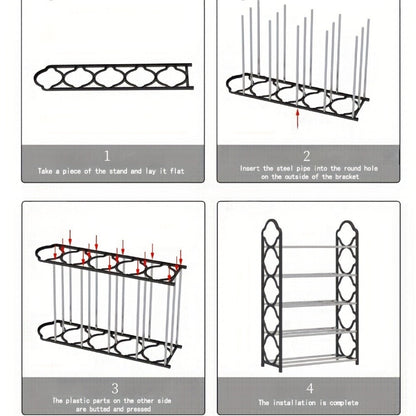 4-Tier Freestanding Shoe Cabinet with Stackable Design and Tool-Free Assembly for Entryway detail image - detail view 7
