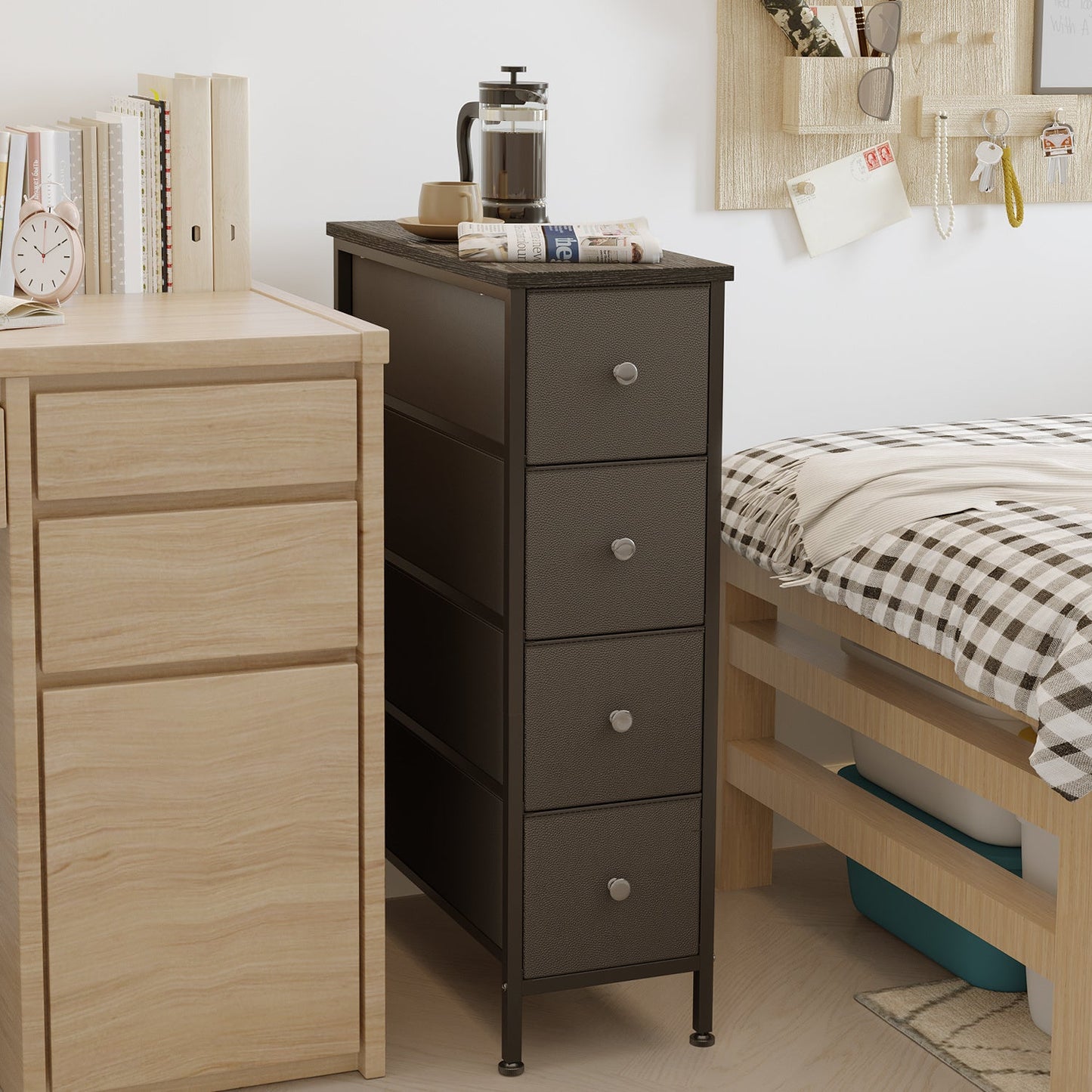 4-Tier Narrow Bathroom Storage Cabinet with Open Shelves, Multi-Purpose Organizer Cabinet detail image - detail view 6
