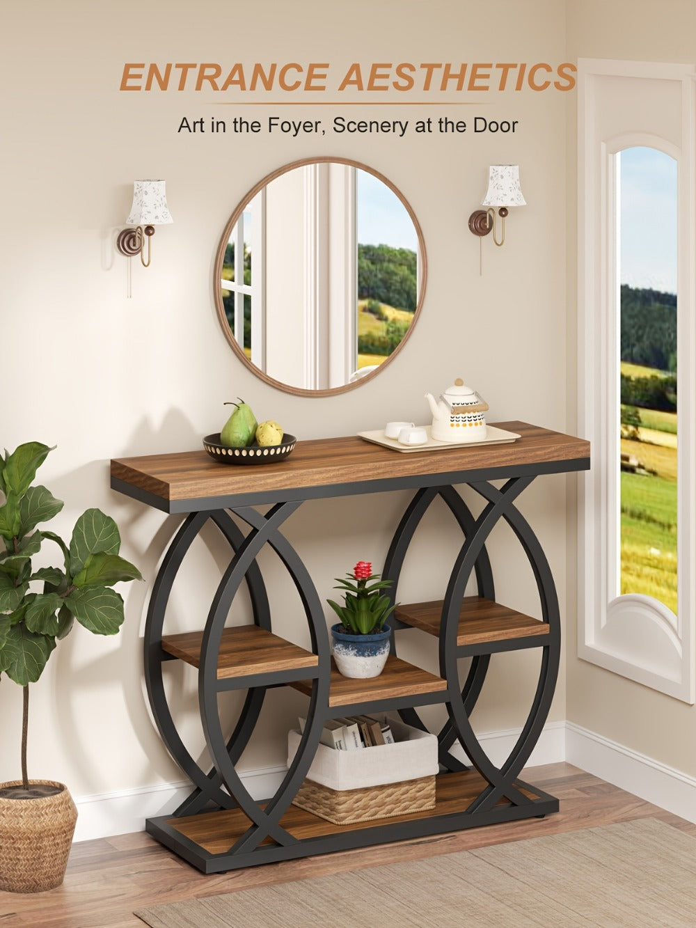4-Tier Narrow Console Table with Open Shelves, Narrow Entryway Table detail image - detail view 14