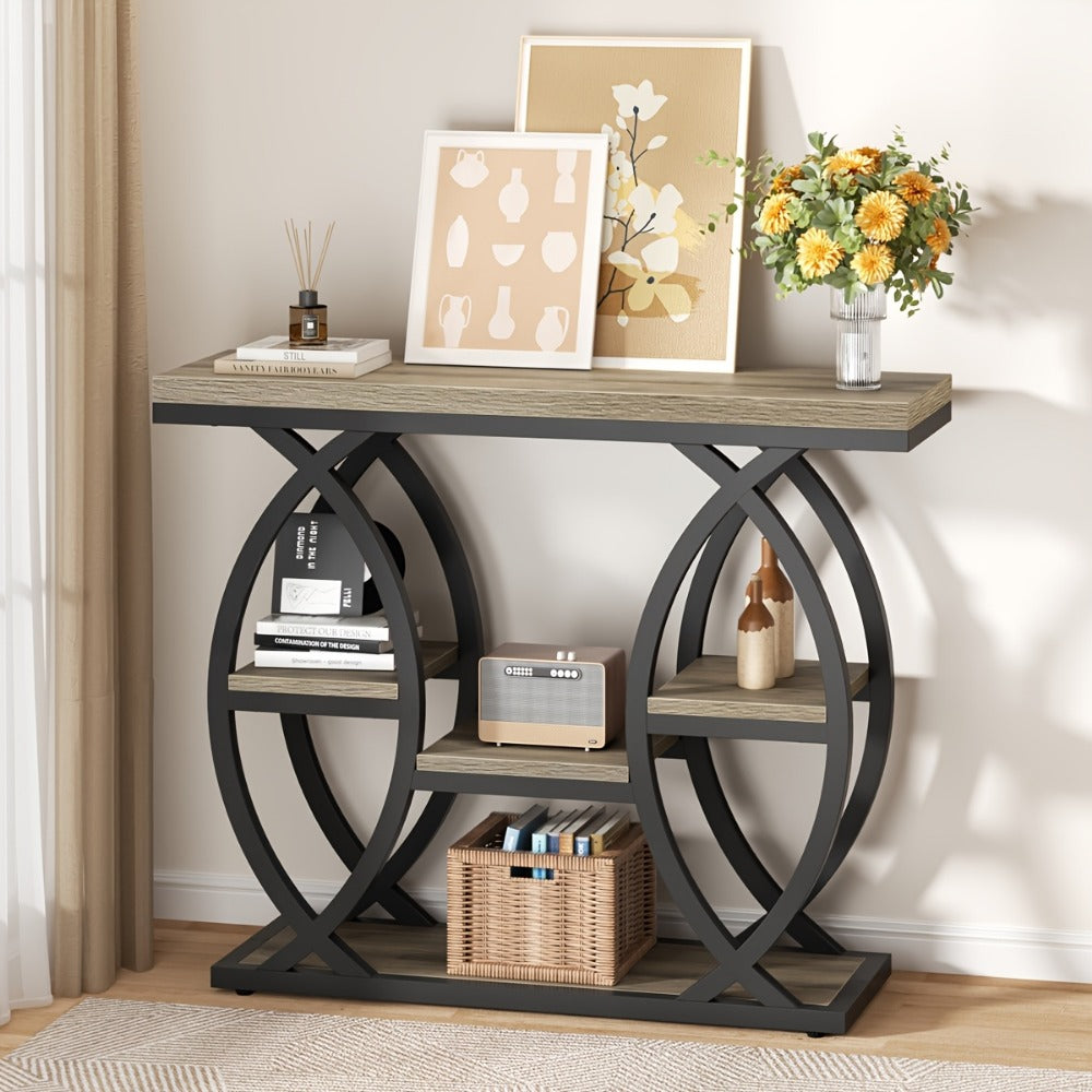 4-Tier Narrow Console Table with Open Shelves, Narrow Entryway Table detail image