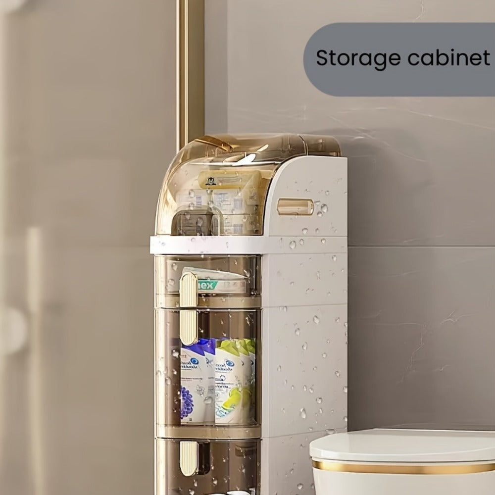 4-Tier Slim Bathroom Storage Cart with Storage Drawers and Tool-Free Assembly detail image - detail view 12