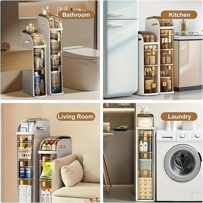 4-Tier Slim Bathroom Storage Cart with Storage Drawers and Tool-Free Assembly detail image - detail view 7