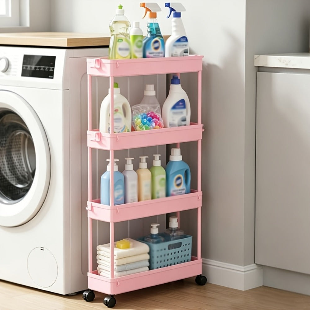 4-Tier Space-Saving Storage Cart with Rolling Wheels for Organized Everyday Storage detail image - detail view 10