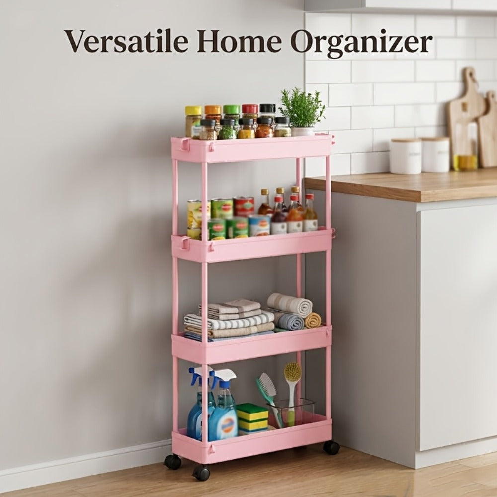4-Tier Space-Saving Storage Cart with Rolling Wheels for Organized Everyday Storage detail image - detail view 8