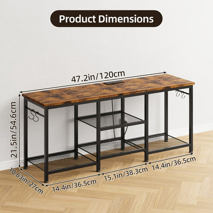 4-Tier TV Stand with Charging Station and LED Lighting for Living Room detail image - detail view 3