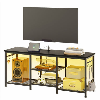 4-Tier TV Stand with Charging Station and LED Lighting for Living Room detail image - detail view 4