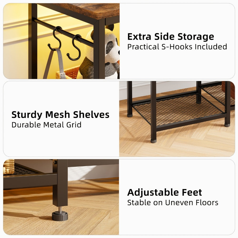 4-Tier TV Stand with Charging Station and LED Lighting for Living Room detail image - detail view 5