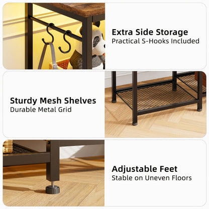 4-Tier TV Stand with Charging Station and LED Lighting for Living Room detail image - detail view 5