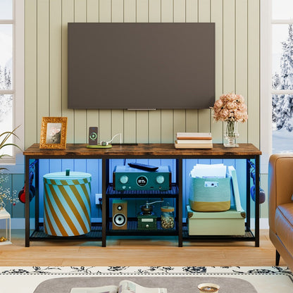 4-Tier TV Stand with Charging Station and LED Lighting for Living Room detail image - detail view 6