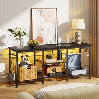 4-Tier TV Stand with Charging Station and LED Lighting for Living Room detail image - detail view 8
