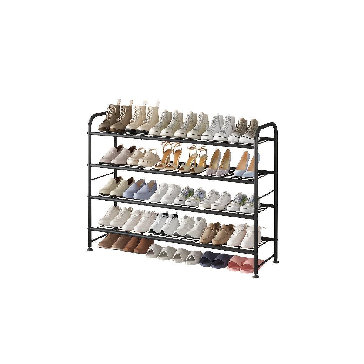 Shoe Rack shown in the Black, 4 Tier option