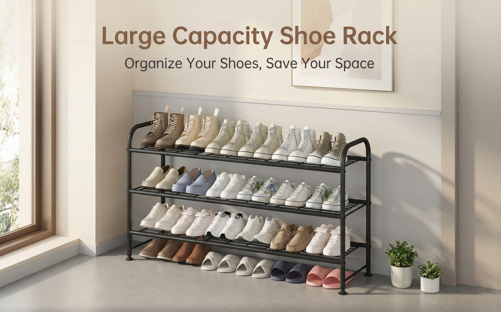 4-Tier Wide Shoe Rack with Large-Capacity Storage and Tool-Free Assembly detail image - detail view 22