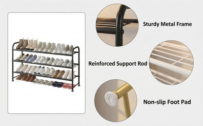 4-Tier Wide Shoe Rack with Large-Capacity Storage and Tool-Free Assembly detail image - detail view 25