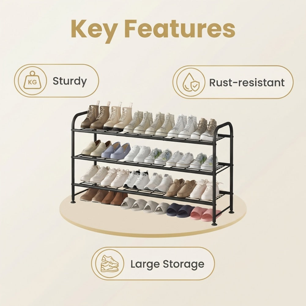 4-Tier Wide Shoe Rack with Large-Capacity Storage and Tool-Free Assembly detail image - detail view 6