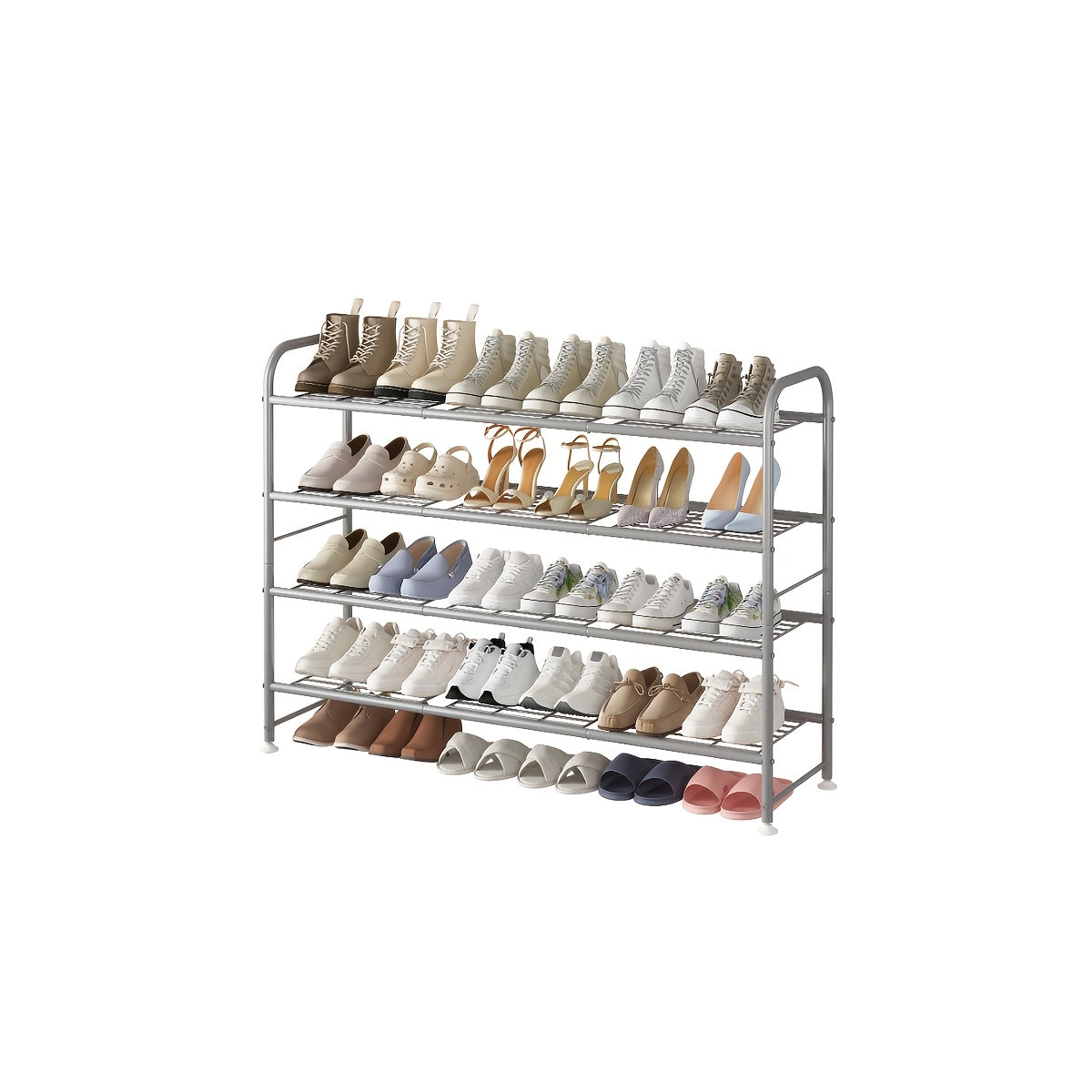 Shoe Rack shown in the Gray, 4 Tier option